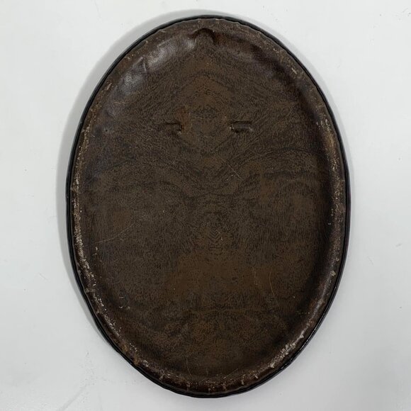 Antique Oval Celluloid Tin Sepia-Toned Portrait Beautiful Woman Frame NO STAND - Picture 2 of 2